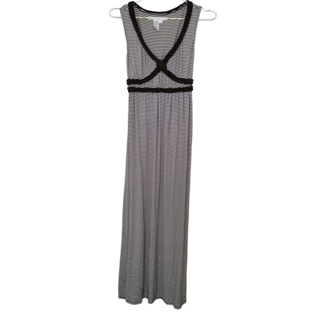 Max Studio Black and White Striped Maxi Dress